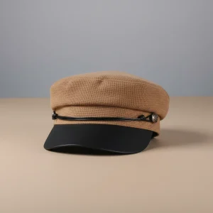 Casquette gavroche camel simili cuir marin - Vue 1 - casquette gavroche