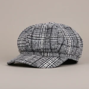 Casquette gavroche coton à carreaux femme souple - Vue 2 - casquette gavroche