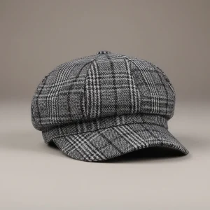 Casquette gavroche coton à carreaux style rétro - Vue 1 - casquette gavroche