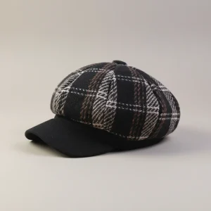 Casquette gavroche coton à carreaux style vintage - Vue 1 - casquette gavroche