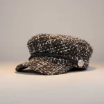 casquette gavroche coton à motif noir et blanc - Vue 1 - casquette gavroche