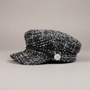 casquette gavroche coton à motif noir et blanc - Vue 2 - casquette gavroche