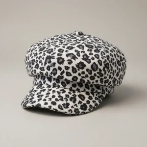 casquette gavroche coton imprimé léopard femme - Vue 1 - casquette gavroche