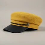 Casquette gavroche coton jaune moutarde femme - Vue 1 - casquette gavroche