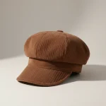 Casquette gavroche coton marron style velours - Vue 1 - casquette gavroche