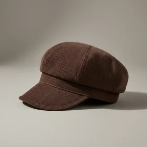 Casquette gavroche coton marron style velours - Vue 2 - casquette gavroche