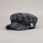Casquette gavroche coton motif tweed femme - Vue 1 - casquette gavroche