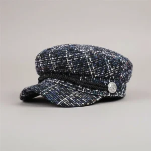 Casquette gavroche coton motif tweed femme - Vue 1 - casquette gavroche