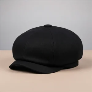 casquette gavroche coton noir style vintage - Vue 1 - casquette gavroche