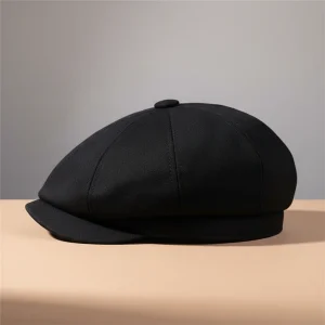 casquette gavroche coton noir style vintage - Vue 2 - casquette gavroche