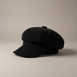 Casquette gavroche coton noir style vintage femme - Vue 2 - casquette gavroche