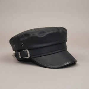 Casquette gavroche cuir femme style marin - Vue 2 - casquette gavroche