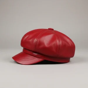 Casquette gavroche cuir femme style vintage - Vue 2 - casquette gavroche