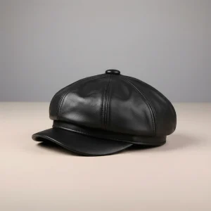 Casquette gavroche cuir homme style citadin - Vue 2 - casquette gavroche