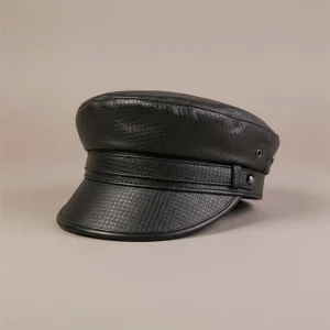 Casquette gavroche cuir motif discret - Vue 1 - casquette gavroche