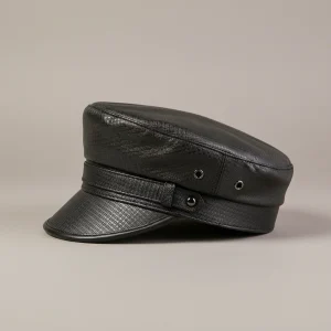 Casquette gavroche cuir motif discret - Vue 2 - casquette gavroche