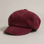 Casquette gavroche cuir suédé bordeaux femme - Vue 1 - casquette gavroche