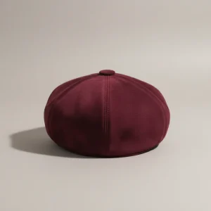 Casquette gavroche cuir suédé bordeaux femme - Vue 2 - casquette gavroche