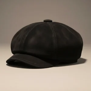 Casquette gavroche cuir suédé noir taille unique - Vue 1 - casquette gavroche