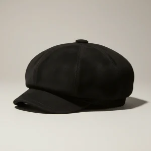 Casquette gavroche cuir suédé noir taille unique - Vue 2 - casquette gavroche