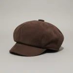 casquette gavroche cuir suédé style vintage - Vue 1 - casquette gavroche