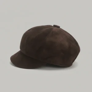 casquette gavroche cuir suédé style vintage - Vue 2 - casquette gavroche