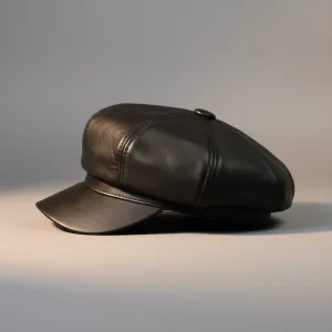 Casquette gavroche cuir véritable femme moderne - Vue 2 - casquette gavroche
