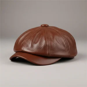 Casquette gavroche cuir véritable style authentique - Vue 1 - casquette gavroche