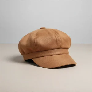 Casquette gavroche daim camel taille unique - Vue 1 - casquette gavroche