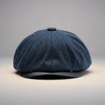 Casquette gavroche denim avec visière en cuir - Vue 1 - casquette gavroche