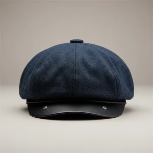 Casquette gavroche denim avec visière en cuir - Vue 2 - casquette gavroche