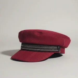 Casquette gavroche denim rouge style marin - Vue 2 - casquette gavroche