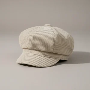 Casquette gavroche enfant velours côtelé beige - Vue 1 - casquette gavroche