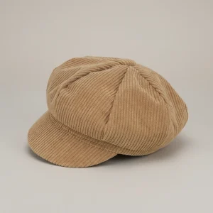 Casquette gavroche enfant velours côtelé kaki - Vue 2 - casquette gavroche