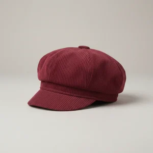 Casquette gavroche enfant velours côtelé rouge ajustable - Vue 2 - casquette gavroche