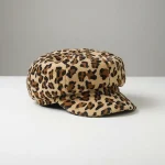Casquette gavroche femme coton imprimé léopard - Vue 1 - casquette gavroche
