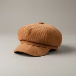 Casquette gavroche femme velours côtelé camel - Vue 1 - casquette gavroche
