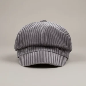 Casquette gavroche femme velours gris ajustable - Vue 1 - casquette gavroche