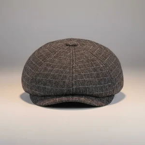 Casquette gavroche homme coton à carreaux discrets - Vue 1 - casquette gavroche