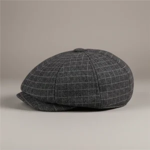 Casquette gavroche homme coton à carreaux discrets - Vue 2 - casquette gavroche