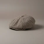 Casquette gavroche homme motif pied-de-poule marron - Vue 1 - casquette gavroche