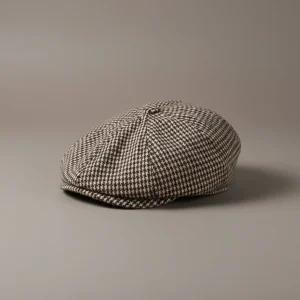 Casquette gavroche homme motif pied-de-poule marron - Vue 1 - casquette gavroche