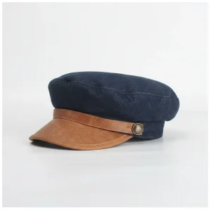 Casquette gavroche jean et simili cuir - Vue 1 - casquette gavroche