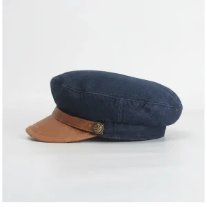 Casquette gavroche jean et simili cuir - Vue 2 - casquette gavroche