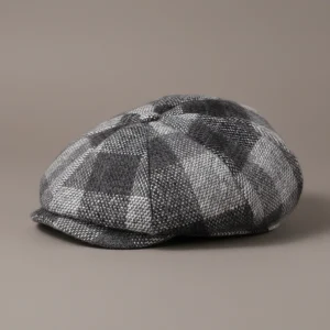 Casquette gavroche laine à carreaux style britannique - Vue 2 - casquette gavroche