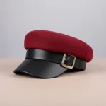 casquette gavroche laine et simili cuir ajustable - Vue 1 - casquette gavroche