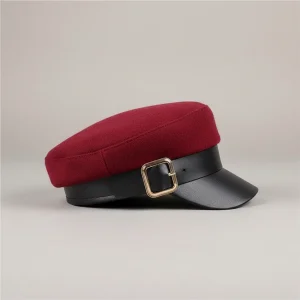 casquette gavroche laine et simili cuir ajustable - Vue 2 - casquette gavroche