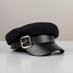 Casquette gavroche laine et simili cuir femme - Vue 1 - casquette gavroche