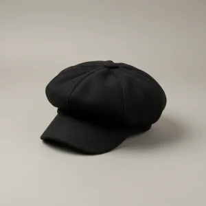 Casquette gavroche laine noire taille ajustable - Vue 1 - casquette gavroche