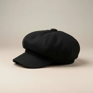 Casquette gavroche laine noire taille ajustable - Vue 2 - casquette gavroche